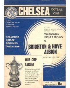Chelsea v Brighton & Hove Albion official programme 22/02/1967 F.A. Cup