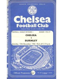 Chelsea v Burnley official programme 15/12/1956