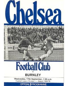 Chelsea v Burnley official programme 17/09/1969 Football League, hole-punched, half price