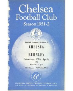 Chelsea v Burnley official programme 19/04/1952