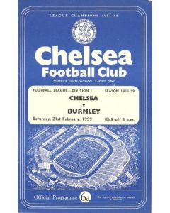 Chelsea v Burnley official programme 21/02/1959