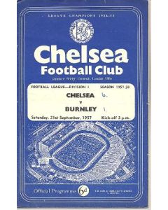 Chelsea v Burnley official programme 21/09/1957