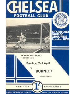 Chelsea v Burnley official programme 22/04/1968