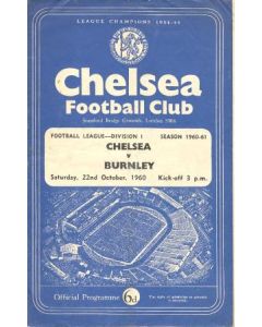 Chelsea v Burnley official programme 22/10/1960 not complete