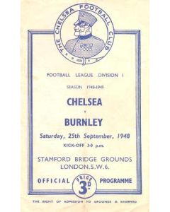 Chelsea v Burnley official programme 25/09/1948