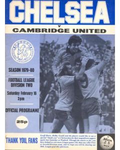 Chelsea v Cambridge United official programme 16/02/1980 Football League Cup
