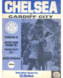 Chelsea v Cardiff City official programme 01/03/1980 Football League Cup