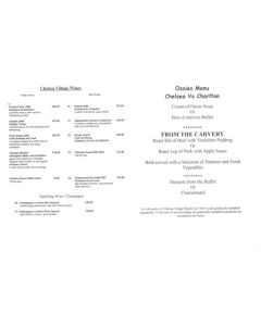 Chelsea v Charlton Athletic Ossies menu 05/12/2001