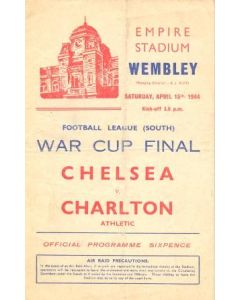 Chelsea v Charlton Athletic official programme 15/04/1944 Football League South War Cup Final