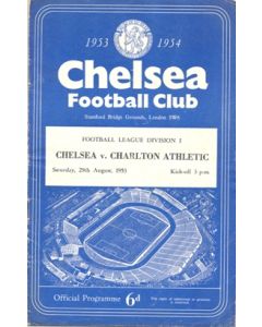 Chelsea v Charlton Athletic official programme 29/08/1953