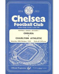 Chelsea v Charlton Athletic official programme 30/10/1954