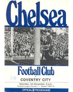 Chelsea v Coventry City official programme 01/11/1969 Football League, token missing and hence half price