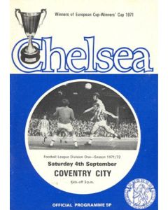 Chelsea v Coventry City official programme 04/09/1971 Football League, token missing and hence half price