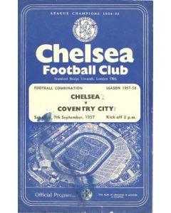 Chelsea v Coventry City official programme 07/09/1957