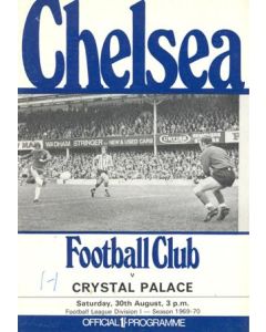 Chelsea v Crystal Palace official programme 30/08/1969 Football League, token missing and hence half price