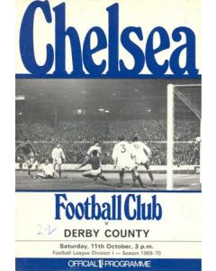 Chelsea v Derby County official programme 11/10/1969 Football League, token missing and hence half price