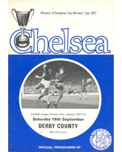 Chelsea v Derby County official programme 18/09/1971 Football League, token missing and hence half price