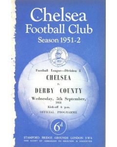Chelsea v Derby County official programme 05/09/1951