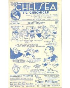 Chelsea v Derby County official programme 25/01/1947
