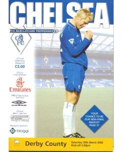 Chelsea v Derby County official programme 30/03/2002 Premier League