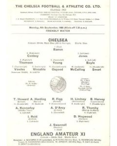 Chelsea v England Amateur XI official programme 06/09/1965