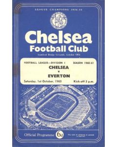 Chelsea v Everton official programme 01/10/1960 not complete