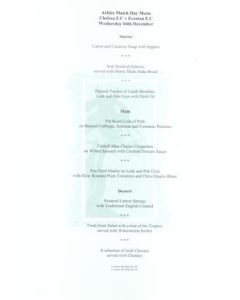 Chelsea v Everton Arkles menu 04/12/2002