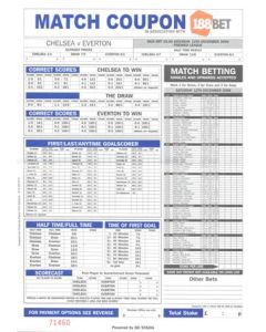 Chelsea v Everton 12/12/2009 betting slip