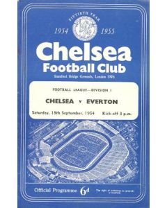Chelsea v Everton official programme 18/09/1954
