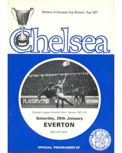 Chelsea v Everton official programme 29/01/1972 Football League, token missing and hence half price