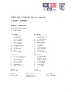 Chelsea v Everton official teamsheet 30/05/2009