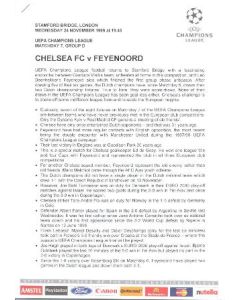 Chelsea v Feyenoord press pack 24/11/1999