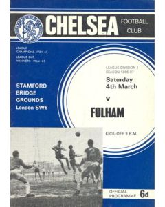 Chelsea v Fulham official programme 04/03/1967 Football League, token missing and hence half price