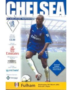Chelsea v Fulham official programme 06/03/2002 Premier League