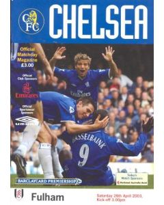 Chelsea v Fulham official programme 26/04/2003