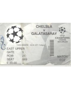 Chelsea v Galatasaray ticket 28/09/1999