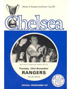 Chelsea v Glasgow Rangers official programme 23/11/1971 Ron Harris testimonial match