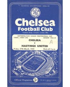 Chelsea v Hastings official programme 27/03/1959