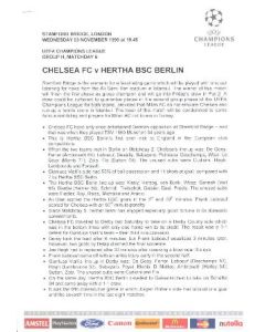 Chelsea v Herta Berlin press pack 03/11/1999