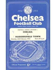 Chelsea v Huddersfield Town official programme 26/02/1955