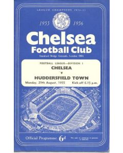 Chelsea v Huddersfield Town official programme 29/08/1955