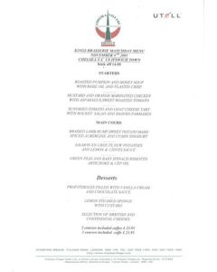 Chelsea v Ipswich Town King's Brasserie menu 04/11/2001