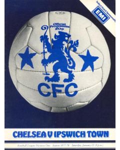 Chelsea v Ipswich Town official programme 21/01/1978