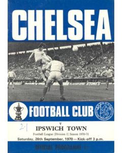 Chelsea v Ipswich Town official programme 26/09/1970 Football League