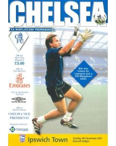 Chelsea v Ipswich Town official programme 04/11/2001 Premier League