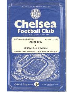 Chelsea v Ipswich Town official programme 14/11/1959