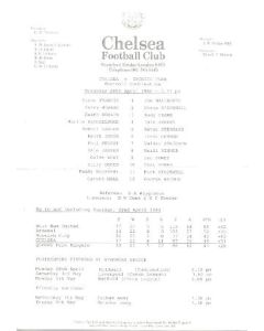 Chelsea Reserves v Ipswich Town Reserves official programme 26/04/1986