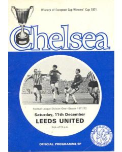 Chelsea v Leeds United official programme 11/12/1971 Football League, token missing and hence half price