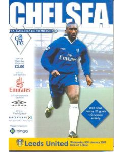 Chelsea v Leeds United official programme 30/01/2002