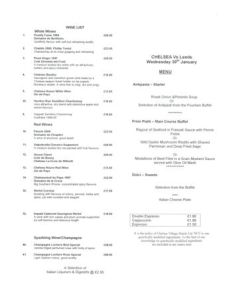 Chelsea v Leeds menu 30/01/2002 Premier League